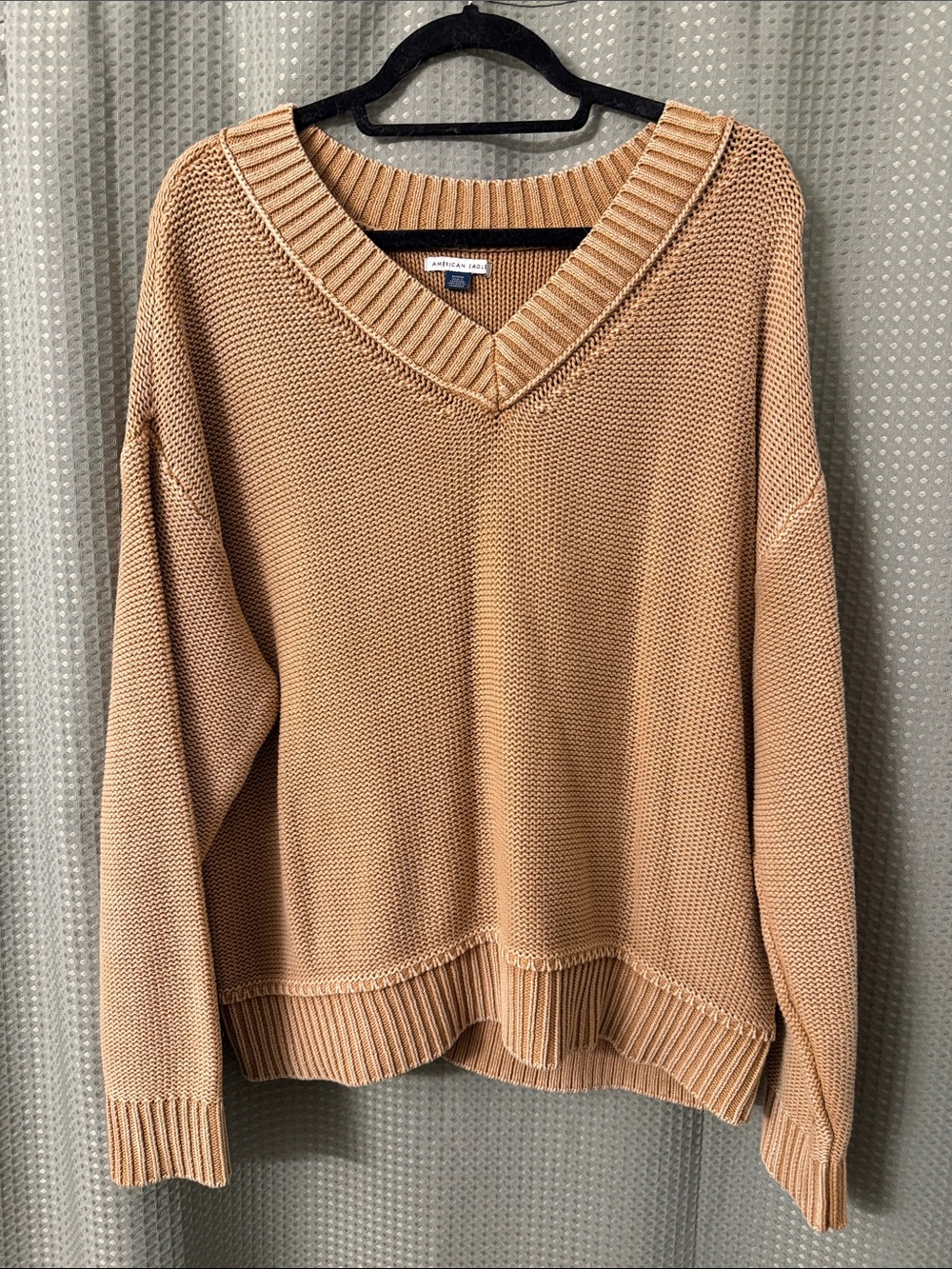 American Eagle Outfitters Women's V-Neck Sweater in Camel Tan